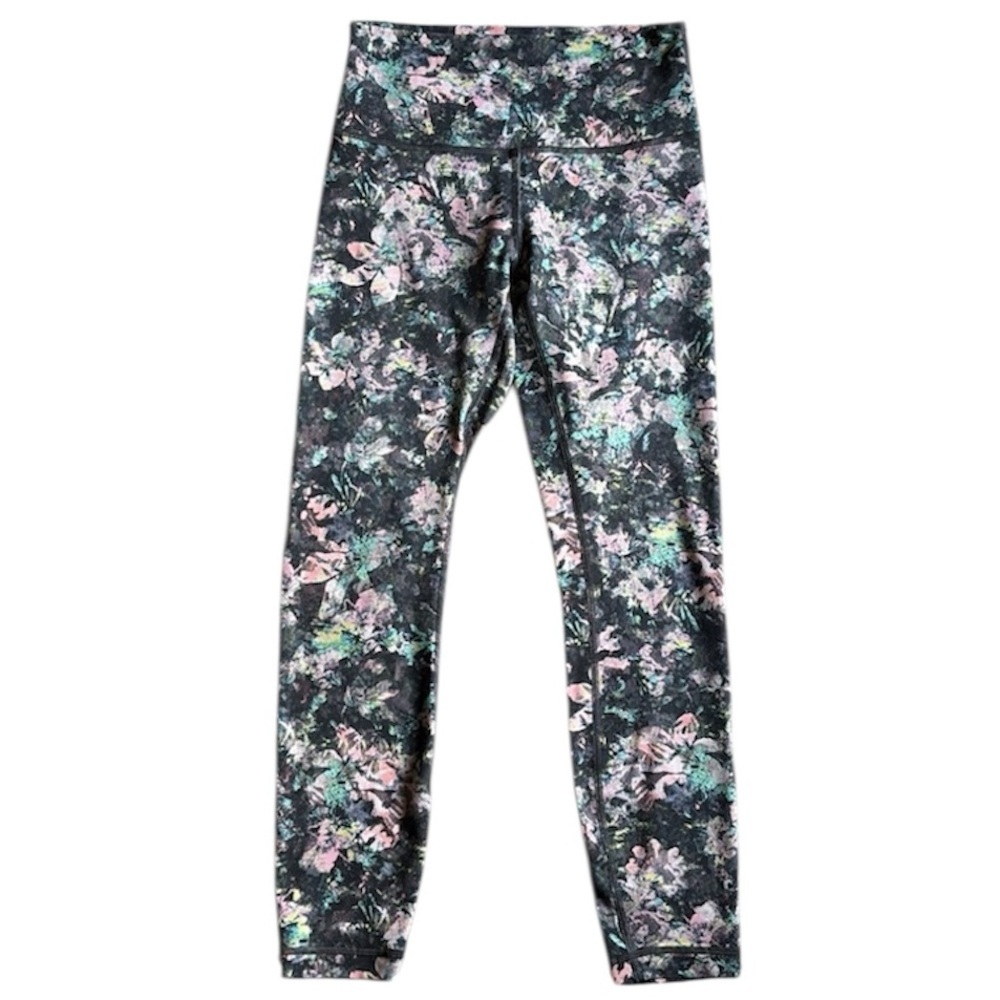 Lululemon Athletica Wunder High Rise Floral Leggings Yoga Running Womens 6 Small